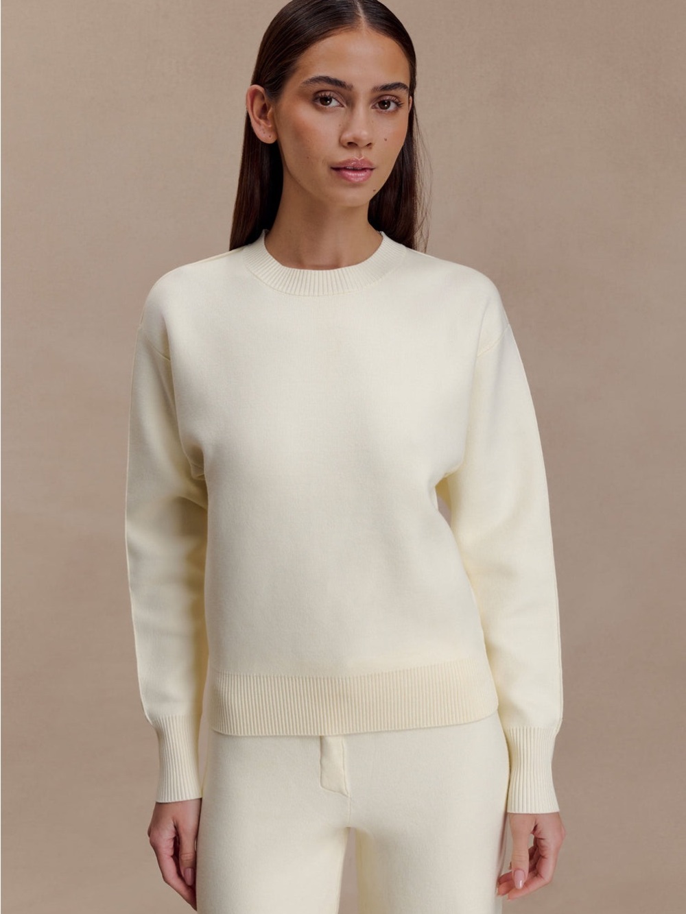 MESKI Cream Braxton Cozy Knit Crew Sweater Size Small NWT